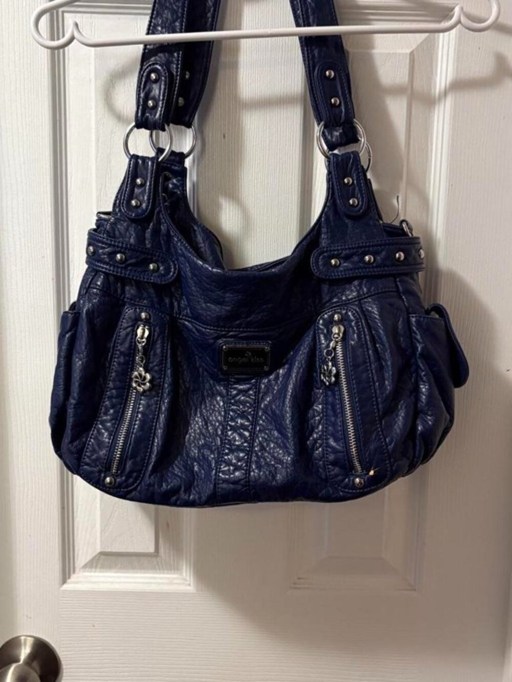 navy blue angel kiss purse
